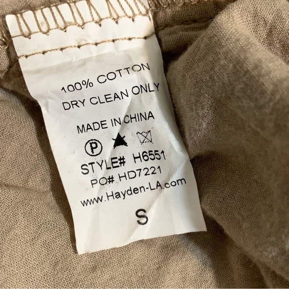 Hayden Tan Gauzy Boho Peasant Dress Size Small Babydoll Neutral Color - Picture 10 of 13